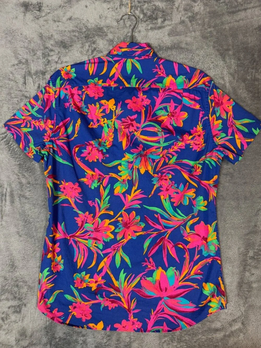 J.Crew Men's S Brilliant Blue Tropical Floral Slim Flex Washed Shirt